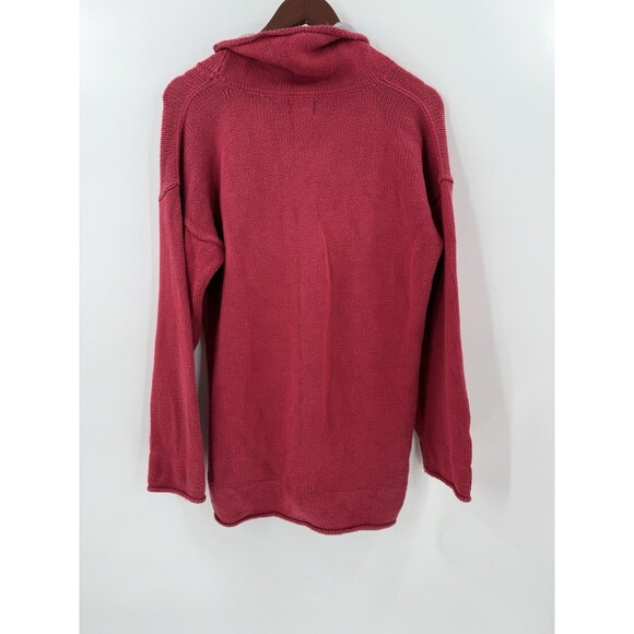 Pure Handknit Womens Sweater Preppy Minimalist Classic Cozy High Low Red SMALL - Picture 2 of 9